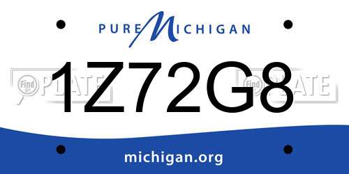 1Z72G8 Michigan License Plate
