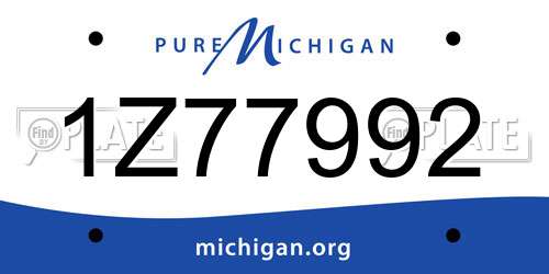 1Z77992 Michigan License Plate