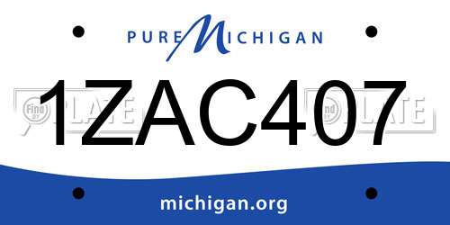1ZAC407 Michigan License Plate