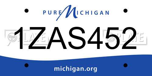 1ZAS452 Michigan License Plate