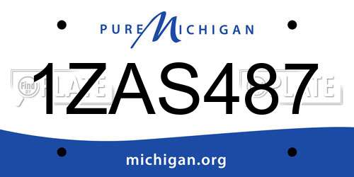 1ZAS487 Michigan License Plate