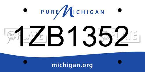1ZB1352 Michigan License Plate