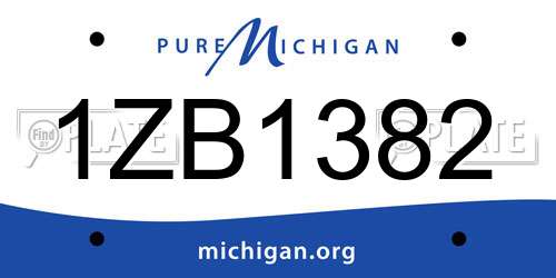 1ZB1382 Michigan License Plate