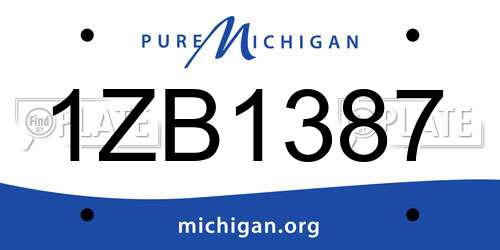 1ZB1387 Michigan License Plate