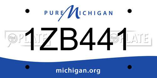 1ZB441 Michigan License Plate