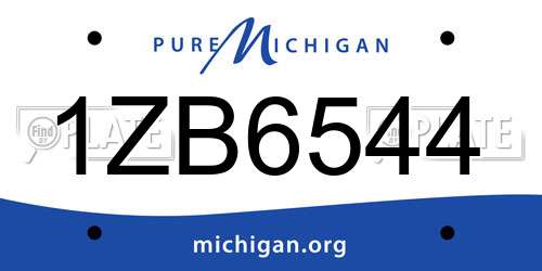 1ZB6544 Michigan License Plate