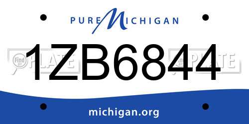1ZB6844 Michigan License Plate