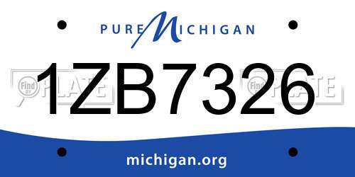 1ZB7326 Michigan License Plate