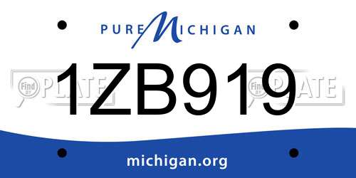 1ZB919 Michigan License Plate