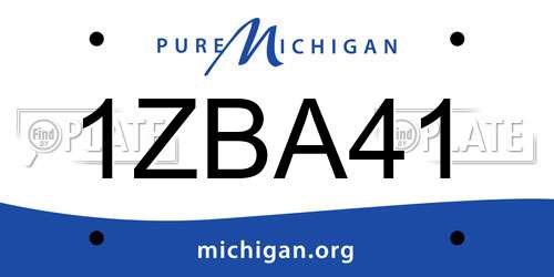1ZBA41 Michigan License Plate