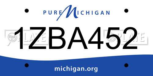 1ZBA452 Michigan License Plate