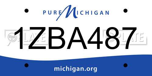 1ZBA487 Michigan License Plate