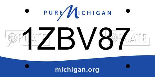 1ZBV87 Michigan License Plate