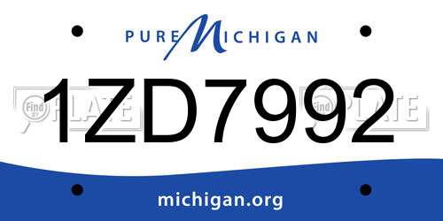 1ZD7992 Michigan License Plate