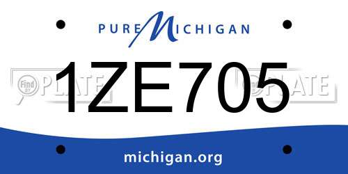 1ZE705 Michigan License Plate