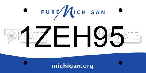 1ZEH95 Michigan License Plate