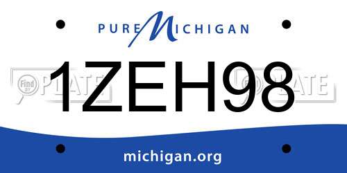 1ZEH98 Michigan License Plate