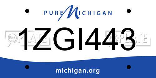 1ZGI443 Michigan License Plate
