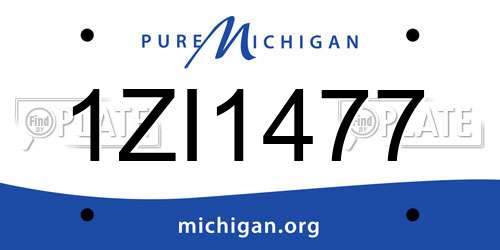 1ZI1477 Michigan License Plate