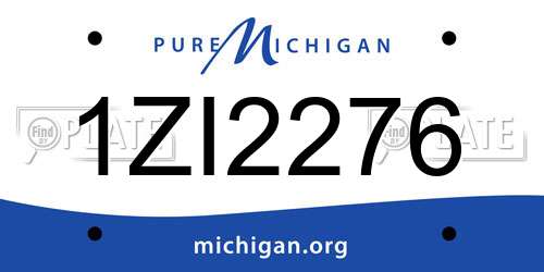 1ZI2276 Michigan License Plate