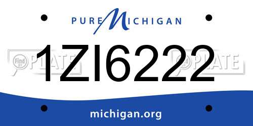 1ZI6222 Michigan License Plate