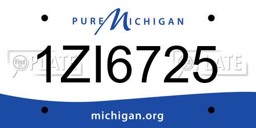 1ZI6725 Michigan License Plate