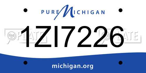 1ZI7226 Michigan License Plate