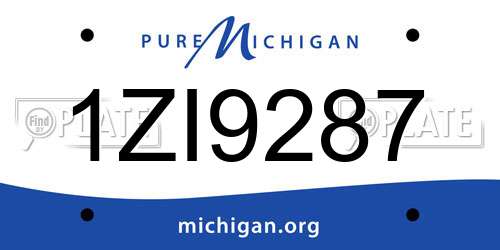 1ZI9287 Michigan License Plate