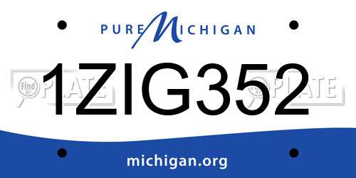 1ZIG352 Michigan License Plate