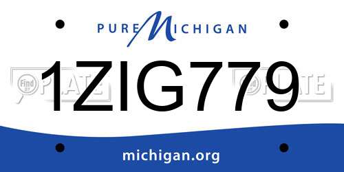 1ZIG779 Michigan License Plate