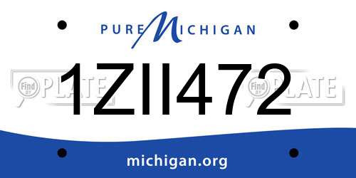 1ZII472 Michigan License Plate