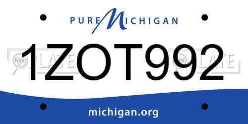 1ZOT992 Michigan License Plate