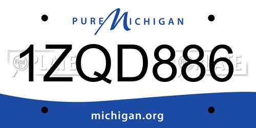 1ZQD886 Michigan License Plate