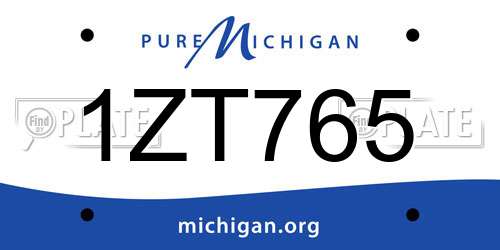 1ZT765 Michigan License Plate