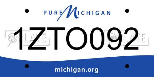 1ZTO092 Michigan License Plate