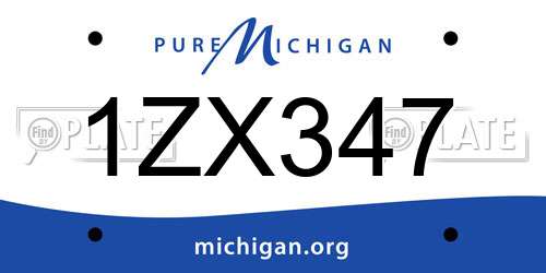 1ZX347 Michigan License Plate