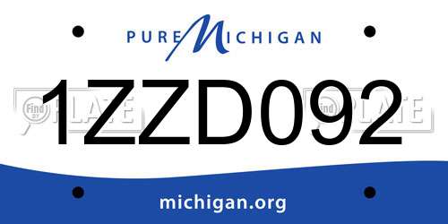 1ZZD092 Michigan License Plate