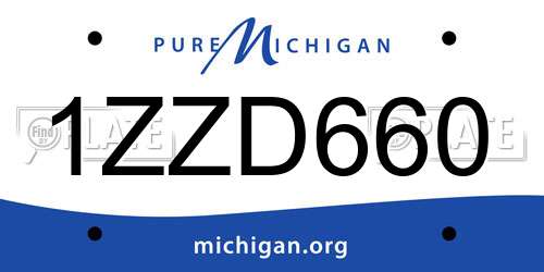 1ZZD660 Michigan License Plate