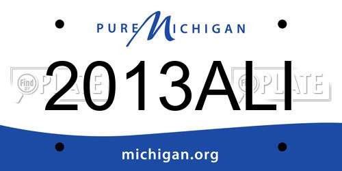 2013ALI Michigan License Plate