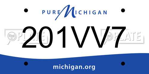 201VV7 Michigan License Plate