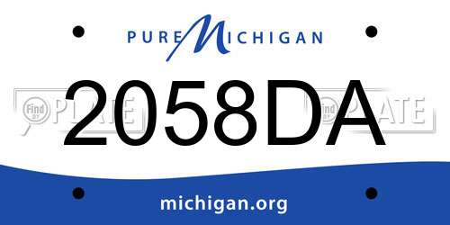2058DA Michigan License Plate