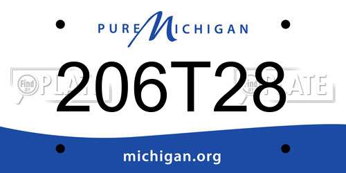 206T28 Michigan License Plate