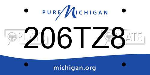 206TZ8 Michigan License Plate