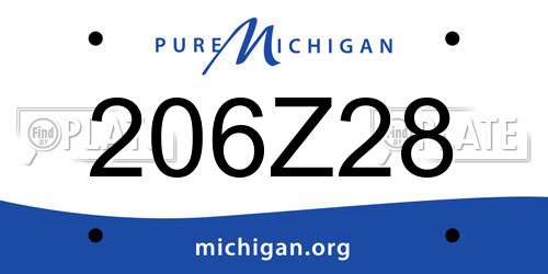 206Z28 Michigan License Plate