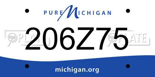 206Z75 Michigan License Plate