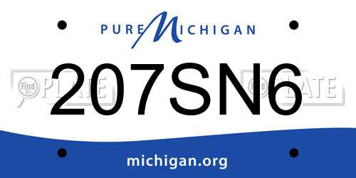 207SN6 Michigan License Plate