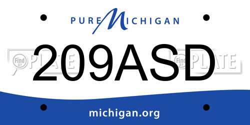 209ASD Michigan License Plate