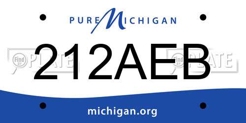212AEB Michigan License Plate