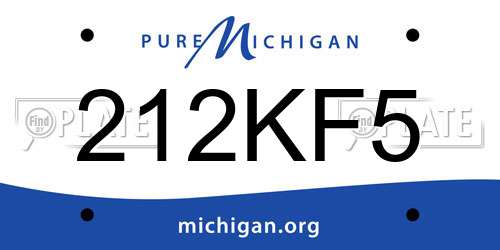 212KF5 Michigan License Plate