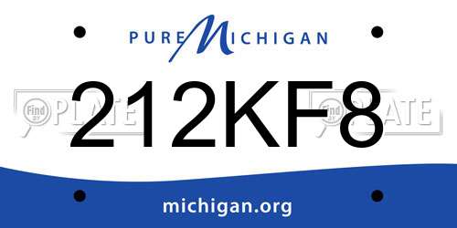 212KF8 Michigan License Plate